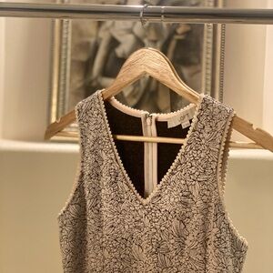 LOFT Pale Pink/Black Floral V-Neck Dress 2P